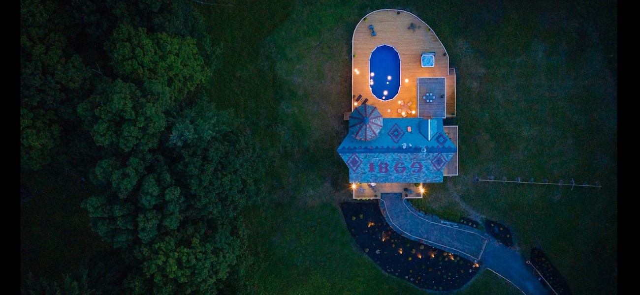 Historic barn refurbished pool Woodstock NY